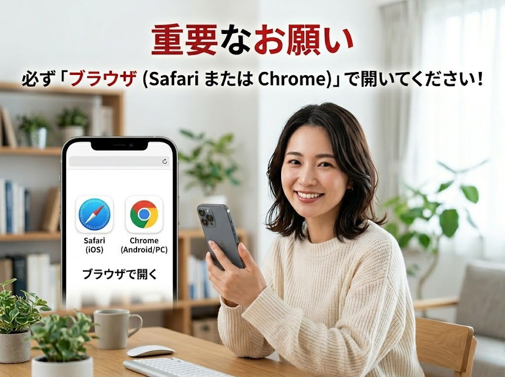 必ずブラウザで開いてください