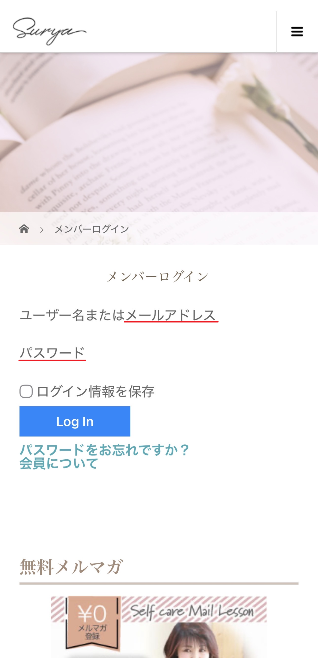 ログイン画面の説明
