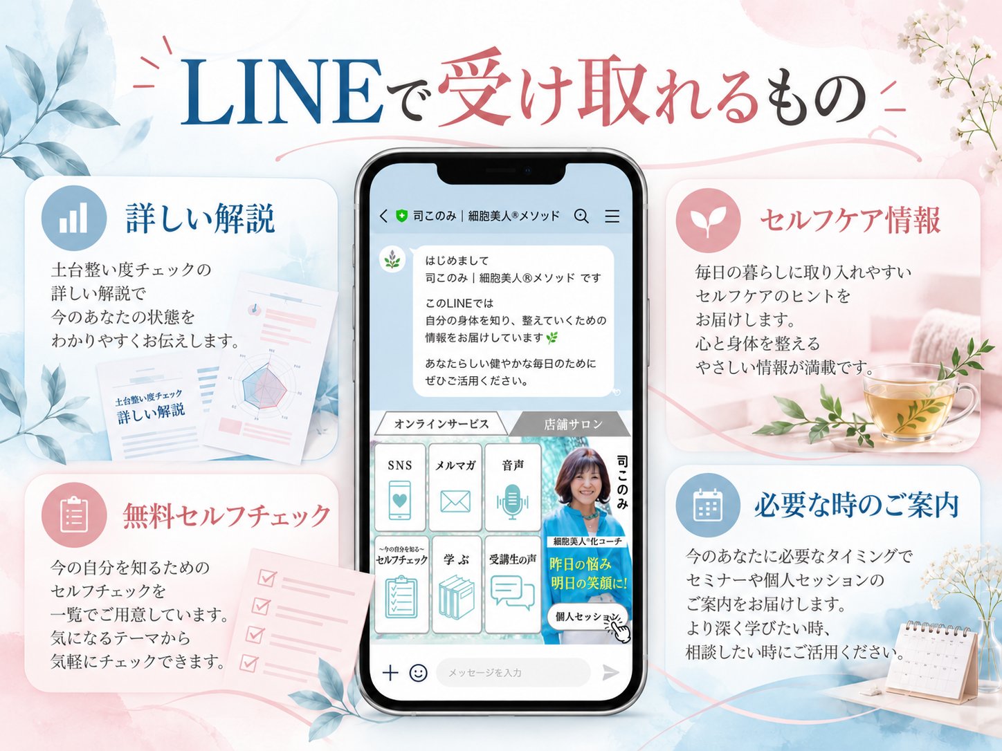 LINEで受け取れるセルフケア情報と無料セルフチェック
